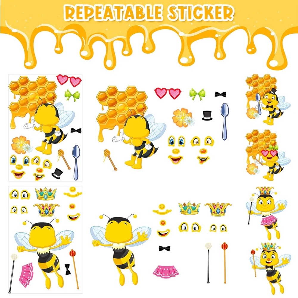 Bee Themed Party Sticker Set - Picture 4 of 5